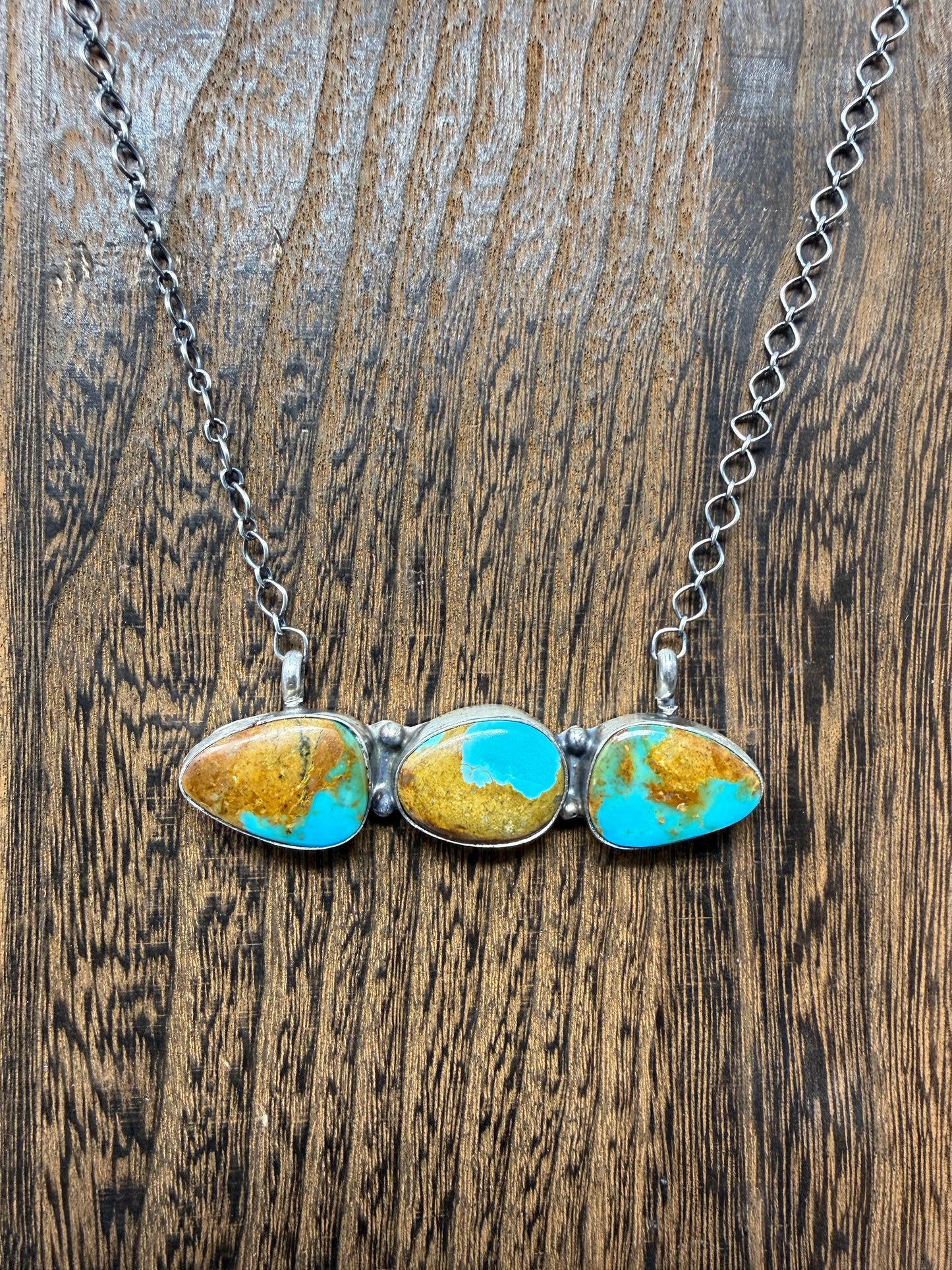 Kingman 3 Stone Bar Necklace