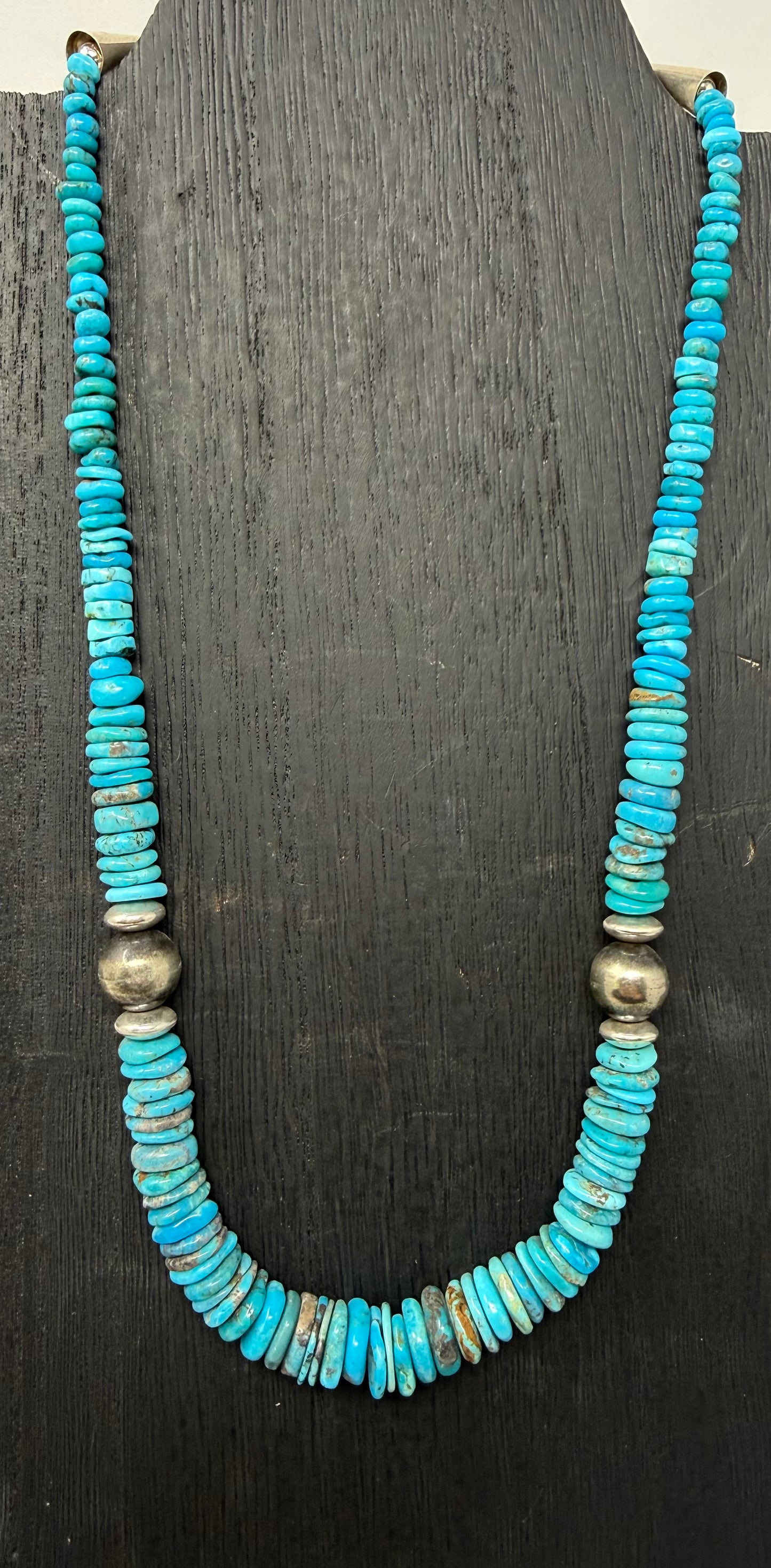 Blue Kingman Heishi Rondel Necklace