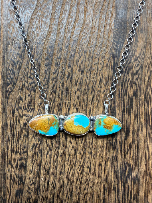 Kingman 3 Stone Bar Necklace
