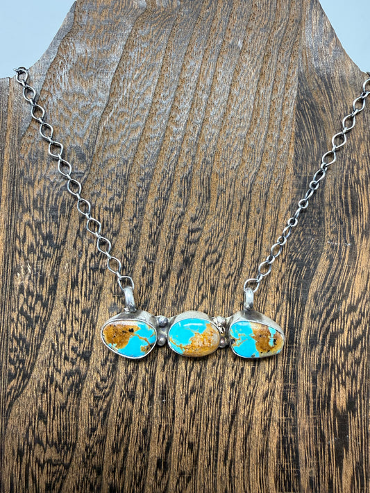 Kingman 3 Stone Bar Necklace