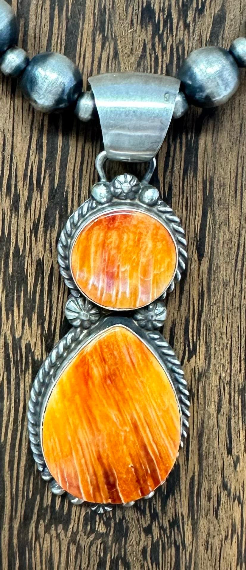 Orange + Bronze Spiny Pendant