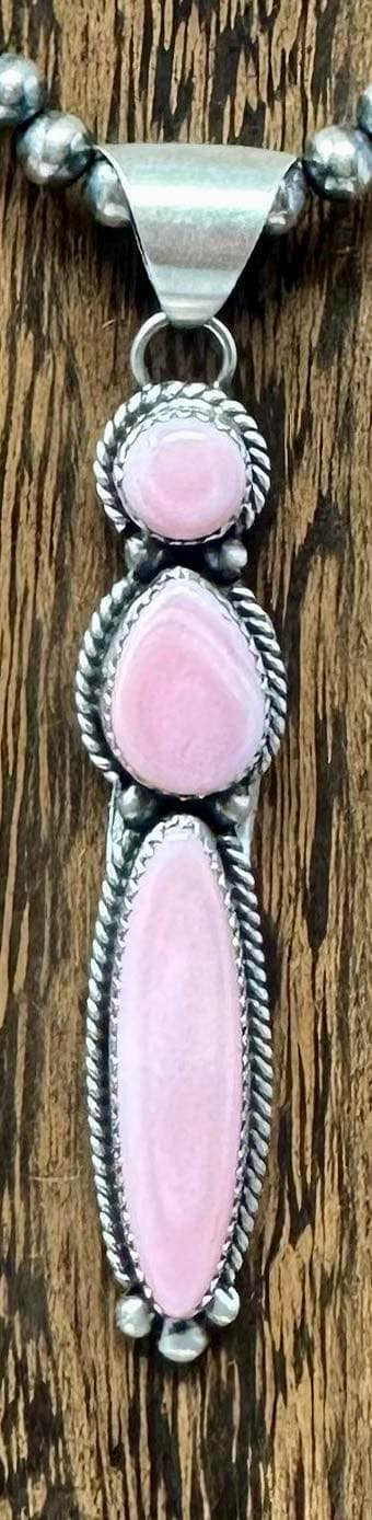 3 Stone Pink Conch Pendant