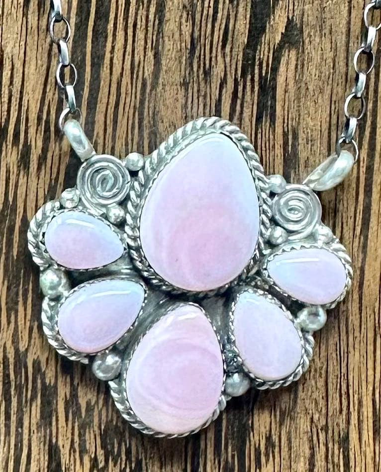 Pink Conch Cluster Necklace