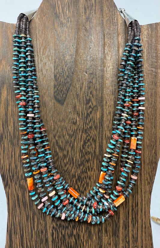 Heishi Necklace multi strand multi color